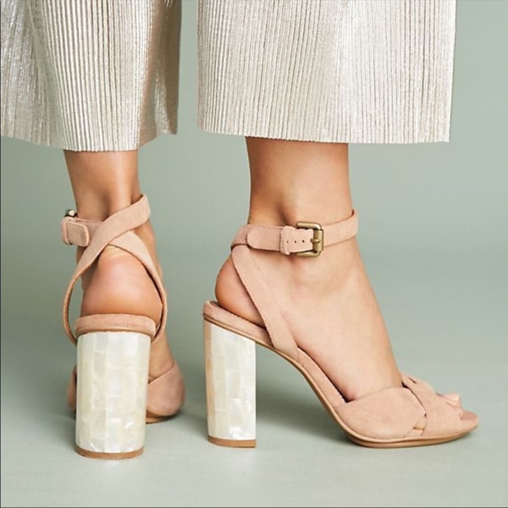 See by Chloe mother of pearl heel suede sandal 39